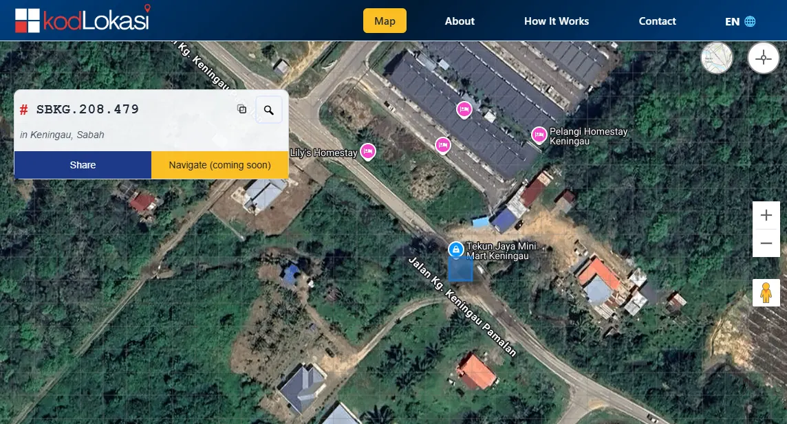 Keningau flood location shown on satellite view