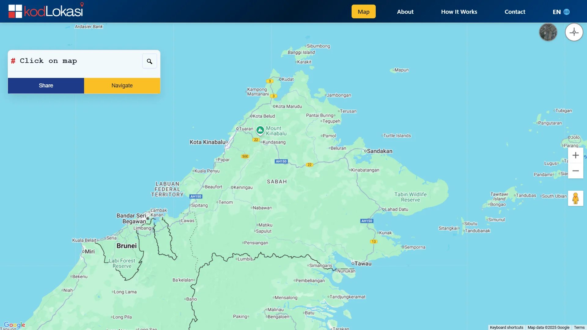 KodLokasi Map Interface
